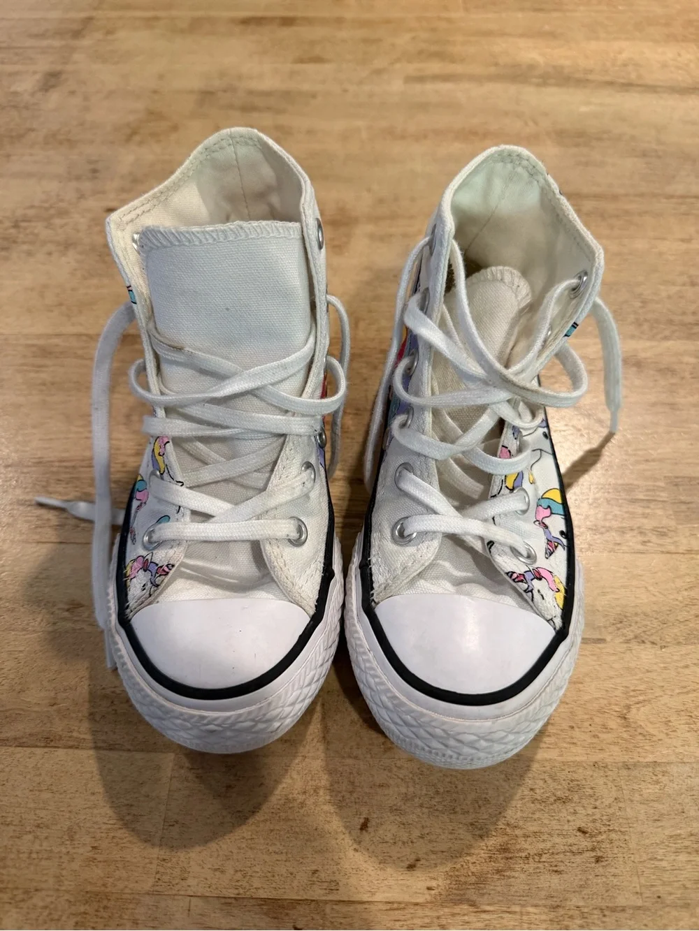 Converse Kids White High-Top Sneakers with Rainbow and Unicorns
